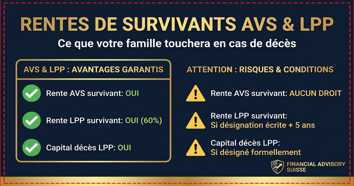 Couple de frontaliers suisses étudiant la protection de leur famille en cas de décès : rentes de survivants AVS et LPP
