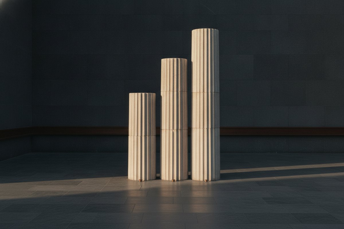 Trois colonnes de pierre, les trois piliers de la prévoyance suisse