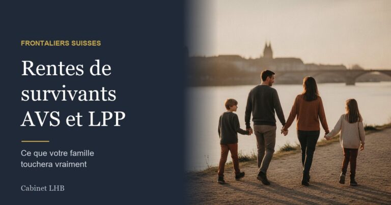 Rentes de survivants AVS et LPP, ce que votre famille touchera vraiment : famille de frontaliers au bord du Rhin